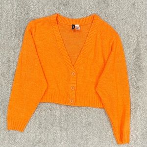 H&M Divided Cropped Short Orange Cardigan L